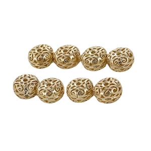 Perline distanziatrici traforate vintage placcate oro 14k per creazione gioielli