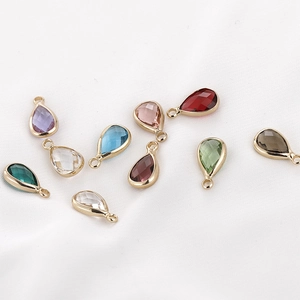 Faceted teardrop crystal glass pendants with gold edges for DIY jewelry making set