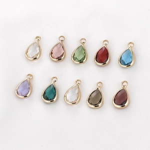 Faceted Glass Crystal Teardrop Pendant With Gold Plated Copper Edge Waterdrop Charm Pendant Only For DIY Jewelry Making