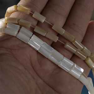 Strand of 5x10mm cylindrical pearl shell tube beads for DIY jewelry making