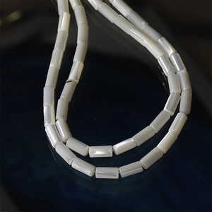 Lustrous 5x10mm white shell pearl cylinder beads for DIY jewelry making accessories