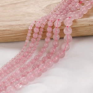 Cuentas Redondas de Cuarzo Rosa Natural Cristal Rosa Pulido para Creación de Joyas DIY Pulseras Collares Piedra