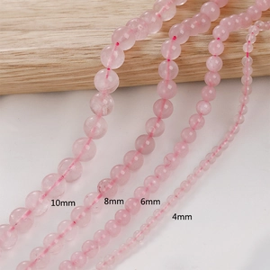 Cuentas de cuarzo rosa natural de 4mm a 10mm para creación de joyas y pulseras DIY