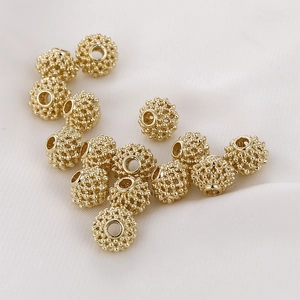 14K gold filled hollow lantern spacer beads with fine granulation for DIY jewelry making