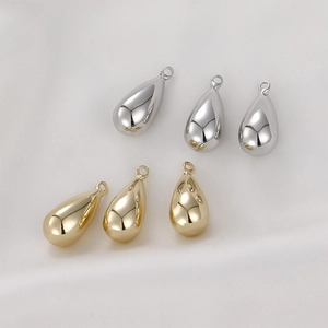 14K Gold Plated Copper Teardrop Pendants Water Drop Metal Charms For DIY Earring Necklace Jewelry Making Accessories