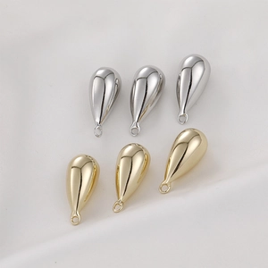 Polished 14k gold and silver teardrop pendants for DIY handmade jewelry crafts