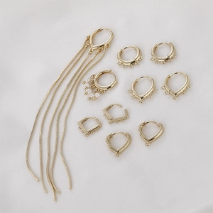 14K Gold Plated Copper Earring Clasps Multi Loop Water Drop Round Rhombus Geometric Shapes DIY Jewelry Making Findings Accessories