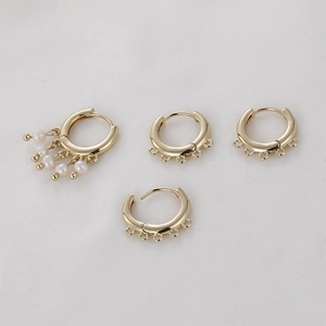 14k gold-filled round earrings base with small hanging loops for DIY jewelry making