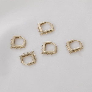 5pcs 14k gold plated D-shape earring clasps with multiple loops for DIY jewelry making