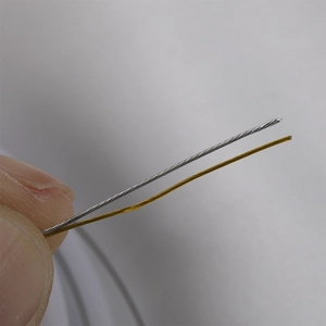 Macro view of flexible gold and silver beading wires for DIY jewelry making and crafts