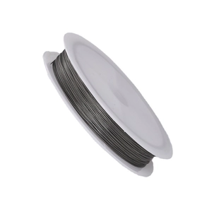 Durable dark grey steel wire on white spool for DIY pearl jewelry and beading crafts