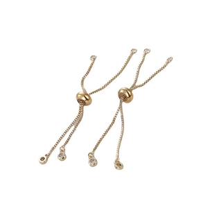Componenti per bracciale a catena box placcati oro 14k regolabili con perle e zirconi