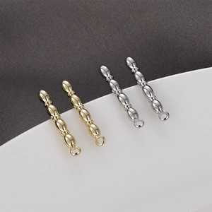 Macro di connettori a forma di bambù in oro 14k e argento per creazione di gioielli DIY