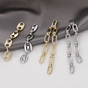 14K Gold Plated Copper Pig Nose Chain Long Flat Rectangular Link DIY Jewelry Findings For Necklace Bracelet Earrings Making