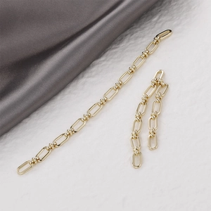 Macro detail of 14k gold-filled rectangle link chain for DIY jewelry making and crafts