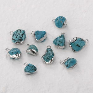 Irregular turquoise gold-edged pendants for DIY jewelry making and handmade necklaces