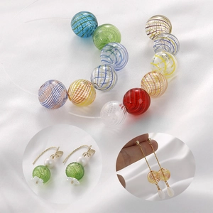 Vintage Ins Style Colorful Spiral Pattern Brushed Glass Beads For DIY Handmade Earring Necklace Bracelet Jewelry Making Accessories
