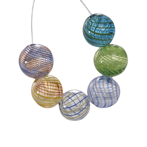 Colorful retro striped glass beads with spiral patterns for DIY jewelry making