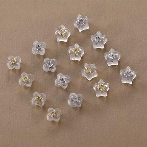 Clear Silicone Earring Backs Star Flower Shape Replacement Earring Nuts With Metal Core For Jewelry Making DIY Crafting