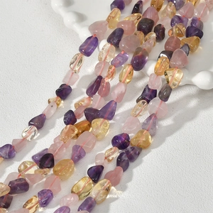 Macro shot of polished irregular crystal stone beads for DIY jewelry making