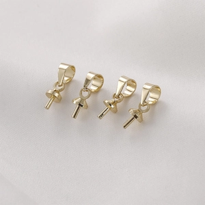 Bélières à tige en or 14k pour perles, lot de 4 pour la création de pendentifs DIY
