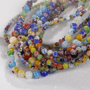 Colorful Millefiori glass round beads for DIY jewelry making and necklace weaving crafts