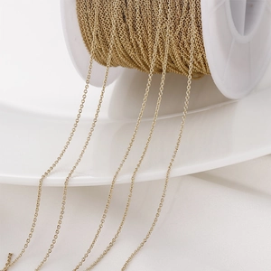 Catena a maglia in rame placcato oro 18K per creazione di collane e gioielli fai-da-te
