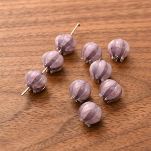 Violet lily of the valley glass beads with marble texture for DIY jewelry making