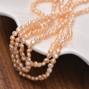 Fili di perle d'acqua dolce barocche rosa champagne 3-4 mm per la creazione di gioielli fai da te