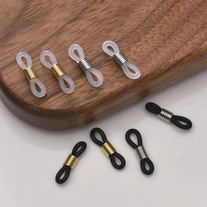 Adjustable 18k gold plated silicone loops with metal coils for DIY eyewear chains