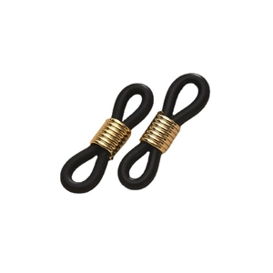 Black silicone eyeglass chain connectors with 18k gold plated coils for DIY non-slip straps