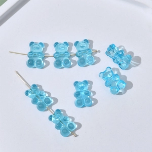 Blaue transparente Bärenperlen auf Metalldraht für DIY-Schmuckherstellung und Basteln