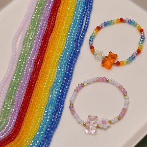 Crystal Glass Faceted Round Beads AB Color Iridescent Polished Loose Beads For DIY Necklace Bracelet Earring Jewelry Making Materials