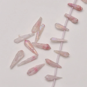 Irregular light pink rainbow crystal column pendants for DIY necklace jewelry making