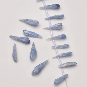 Light blue and purple natural agate crystal columns for DIY jewelry necklace making