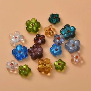 Handmade multicolor glass flower beads for DIY jewelry making and craft accessories