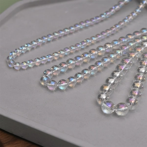 Iridescent AB crystal glass beads for jewelry making in three different sizes