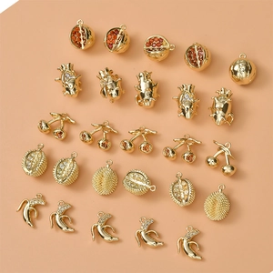 Women DIY Jewelry Making Copper Fruit Pendants 14K Gold Plated Zirconia Charms For Necklace Earrings Bracelet Findings