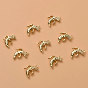 10 pieces of 14K gold plated banana fruit pendants with sparkling zircons for jewelry DIY