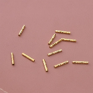 18K gold-plated textured metal tube beads for DIY bracelet and necklace jewelry making