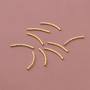 18K gold-plated textured curved tube beads for handmade DIY bracelet necklace jewelry