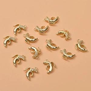 Detailed view of 14K gold plated banana charms with micro-set zircons for DIY jewelry
