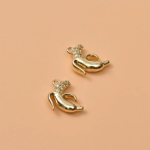 Exquisite 14K gold plated banana fruit pendant charms with sparkling zircon pavé