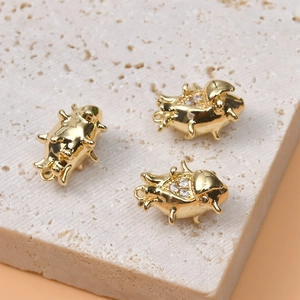 Detailed view of 14K gold plated fruit charms with micro-inlaid rhinestones for DIY jewelry