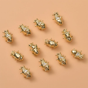 Exquisite 14K gold plated beetle pendants with sparkling white zircons for jewelry making