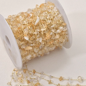 Catena placcata oro 14k con pietre ambrate per creazione di gioielli fai-da-te