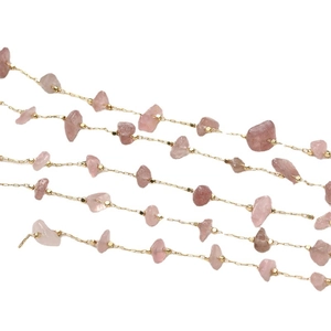 Catena placcata oro 14k con pietre di cristallo fragola naturale per creazione gioielli fai da te