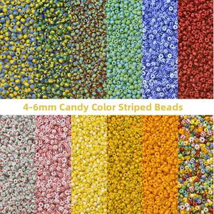 Striped Candy Colored Glass Seed Beads Loose Spacer Beads For DIY Bracelet Necklace Jewelry Making Handmade Craft Accessory