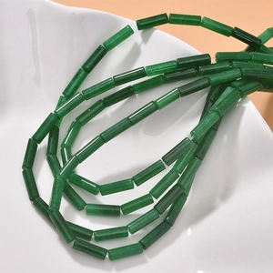 Polished green aventurine cylindrical stone beads for DIY jewelry making jewelry crafts