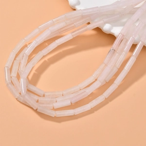 Strands of natural rose quartz cylinder tube beads for DIY necklace and bracelet jewelry